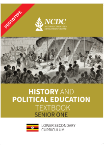 SENIOR ONE History and Political Education NEW CURRICULUM BY NCDC