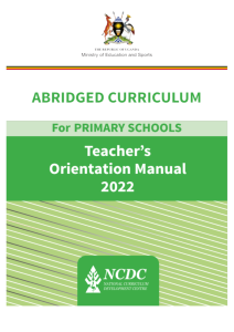 Primary Teacher’s  Orientation Manual  2022